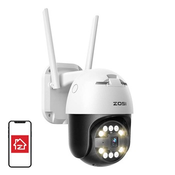 IP vonkajšia kamera ZOSI C296 WiFi Pan Tilt 5MP IP66 s 32GB microSD kartou